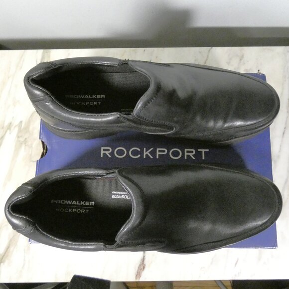 NIB Rockport Prowalker Next Slip-On Black Leather 10.5 M (D)